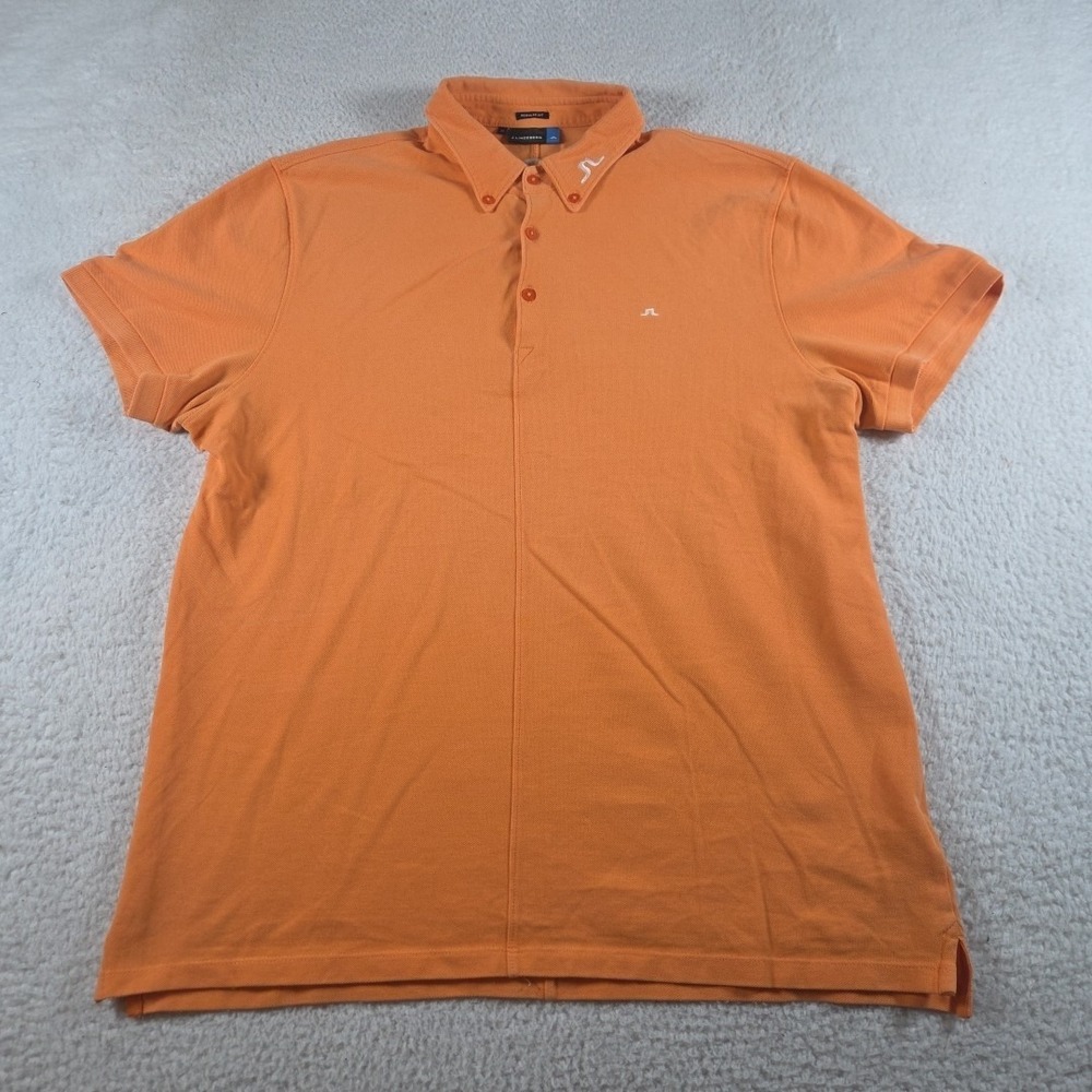 J. Lindeberg Regular Fit Orange Men's Polo Shirt Size XL